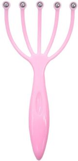 1Pcs Vijf Vinger Hoofd Massager Staal Bal Hoofd Massage Ontspanning Massager Haar Held Spa Hoofdhuid Hals Stress Verminderen stress roze