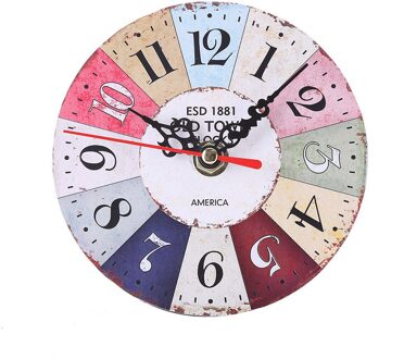 1Pcs Vintage Stijl Non-Tikkende Stille Antieke Houten Wandklok Voor Thuis Keuken Kantoor 13*13 Cm wandklok 3d Sticker Home