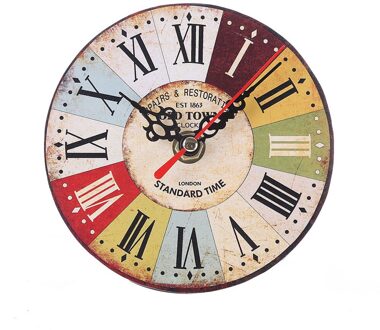 1Pcs Vintage Stijl Non-Tikkende Stille Antieke Houten Wandklok Voor Thuis Keuken Kantoor 13*13 Cm wandklok 3d Sticker Home