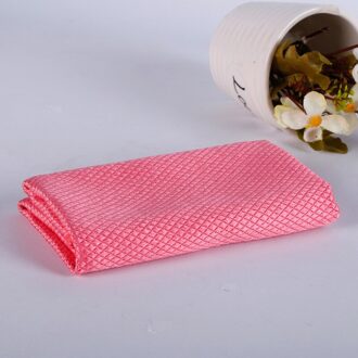 1Pcs Vis Schaal Doek Verdikte Non-marking Doek Absorberende Glas Doek Niet-Pluizende Keuken Huishoudelijk Schoonmaken Handdoek roze