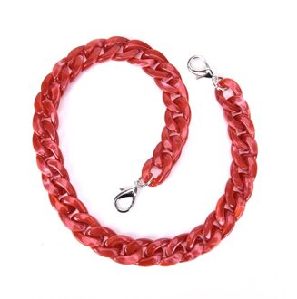 1Pcs Visgraten 120Cm Acryl Hars Keten Tas Riem Handtas Plastic Band Mode Kleurrijke Vrouwen Tas Accessoires Schouder band rood