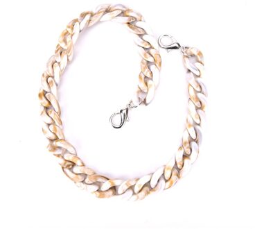 1Pcs Visgraten 120Cm Acryl Hars Keten Tas Riem Handtas Plastic Band Mode Kleurrijke Vrouwen Tas Accessoires Schouder band wit