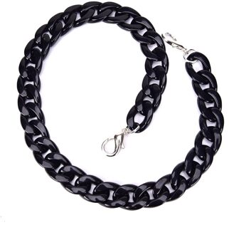 1Pcs Visgraten 120Cm Acryl Hars Keten Tas Riem Handtas Plastic Band Mode Kleurrijke Vrouwen Tas Accessoires Schouder band zwart