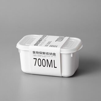 1Pcs Voedsel Container Plastic Bento Vers Houden Doos Koelkast Multi Capaciteit Scherper Magnetron Keuken Opbergdoos Organizer 700ml