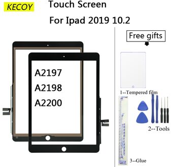 1Pcs Voor Ipad 10.2 Touch Screen 7th Generatie A2197 A2198 A2200 Digitizer Screen Vervanging Met Lijm wit (gewoon)