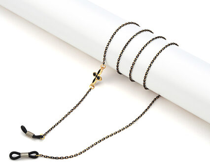 1Pcs Vrouwen Mannen Grote Oversized Metalen Frame Clear Lens Ronde Cirkel Bril Bescherming Brillen Eye Care Tool Glasses Chain zwart