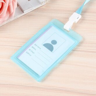 1Pcs Vrouwen Mannen Neck Strap Lanyard Kaarthouder Wallet Zakelijke Werkkaart Badge Pvc Clear Student Id Bus Kaart cover Bag Case Pouch blauw