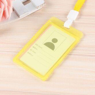 1Pcs Vrouwen Mannen Neck Strap Lanyard Kaarthouder Wallet Zakelijke Werkkaart Badge Pvc Clear Student Id Bus Kaart cover Bag Case Pouch geel