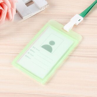 1Pcs Vrouwen Mannen Neck Strap Lanyard Kaarthouder Wallet Zakelijke Werkkaart Badge Pvc Clear Student Id Bus Kaart cover Bag Case Pouch groen