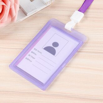 1Pcs Vrouwen Mannen Neck Strap Lanyard Kaarthouder Wallet Zakelijke Werkkaart Badge Pvc Clear Student Id Bus Kaart cover Bag Case Pouch paars