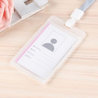 1Pcs Vrouwen Mannen Neck Strap Lanyard Kaarthouder Wallet Zakelijke Werkkaart Badge Pvc Clear Student Id Bus Kaart cover Bag Case Pouch wit
