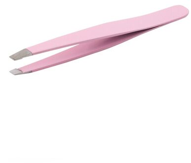 1Pcs Wenkbrauw Pincet Rvs Hair Beauty Schuine Fijne Haren Puller Eye Brow Clips Ontharing Make-Up Tool roze