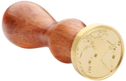 1Pcs Wereldkaart View Seal Wax Seal Stamp Retro Antieke Zegellak Postzegels Houten Handvat Craft Party Wedding Decoratieve uitnodiging 5