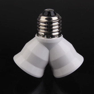 1Pcs White Color Fireproof Material Base Light Lamp Bulb Socket E27 To 2 E27 Splitter Adapter Converter Socket
