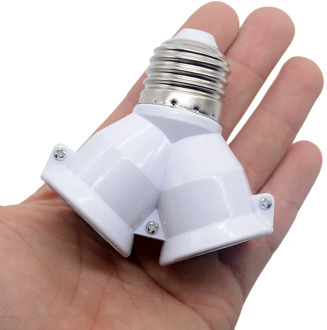 1Pcs White Color Fireproof Material Converter Socket Conversion Light Bulb Base E27 To 2 E27 Lamp Holder Converter