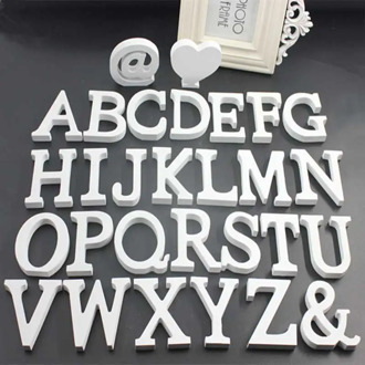 1Pcs White English Alphabet Crafts Accessories Handcrafts Ornaments DIY Name Design Standing Wedding Decoration Home Decor