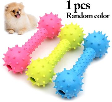 1Pcs Willekeurige Kleur Barbell Hond Chew Speelgoed Rubber Hond Piepende Speelgoed Huisdier Kinderziektes Speelgoed Hond Interactief Speelgoed Kauwen Bijten speelgoed willekeurig kleur A