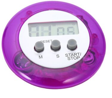 1Pcs Witte Ronde Magnetische Lcd Digital Kitchen Countdown Timer Alarm Met Stand paars