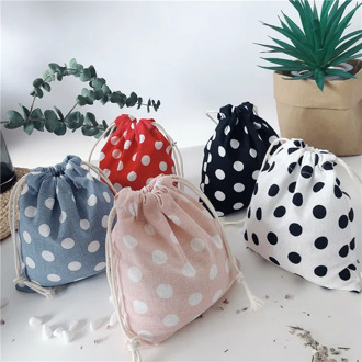1PCS Women Drawstring Bags Pouch Dot Printed Lipstick Coin Money Candy Storage Bag Food Packing Bags Christmas Gifts Pouch