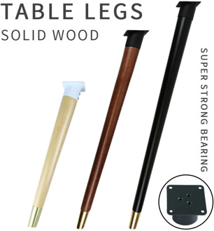 1Pcs Wooden Sofa Legs Feet Slanting Straight Coffee Table Furniture Level Feets with Metal Plates Cabinet Legs Multi-size
