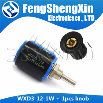 1pcs WXD3-12-1W 100 220 470 1K 2K2 3K3 4K7 10K 22K 33K 47K Ohm 100R 220R 470R 2.2K 3.3K 4.7K WXD3-12 1W Potentiometer+ 1pcs knob
