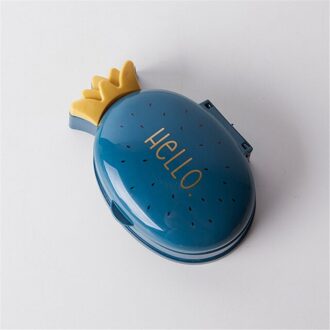 1Pcs Zeepkist Draagbare Cartoon Ananas Zeepkist Met Cover Badkamer Waterdichte Zeepbakje Reizen Zeep Case Badkamer Accessoires blauw