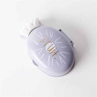 1Pcs Zeepkist Draagbare Cartoon Ananas Zeepkist Met Cover Badkamer Waterdichte Zeepbakje Reizen Zeep Case Badkamer Accessoires grijs