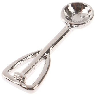 1PCS1:12 Sliver Mini Poppenhuis Ijs Lepel Miniatuur Pretend Play Keuken Speelgoed 2Cm