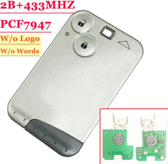 (1piece)433MHZ pcf7947 chip 2 Button Remote Card smart key For Renault Laguna Card with Grey Blade