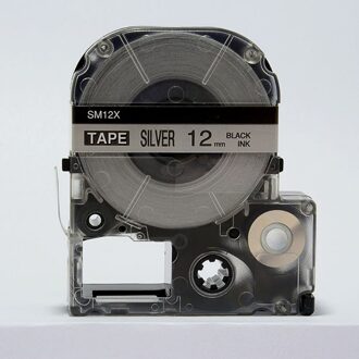 1pk Zwart Op Mat Zilver SM12XC 12Mm Tape Kingjim Lc Tape Cartridge Voor Tepra Labelworks Printer