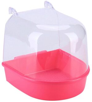 1Plastic Water Bad Voor Huisdier Vogels Papegaaien Kooi Opknoping Accessoire Kom Vogel Bad Huisdier Vogels Kooi Opknoping Bad douche Vogel roze