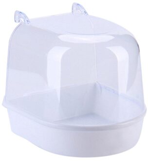 1Plastic Water Bad Voor Huisdier Vogels Papegaaien Kooi Opknoping Accessoire Kom Vogel Bad Huisdier Vogels Kooi Opknoping Bad douche Vogel wit