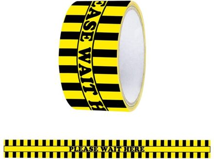 1Roll Wacht Hier Waarschuwing Vloer Tape Sociale Distantiëren Markering Tape Geel 48Mm X 33M