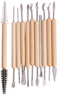 1Set 11Pcs Houten Handvat Wax Aardewerk Klei Sculptuur Carving Modeling Tool Diy Craft /Retail IC678985