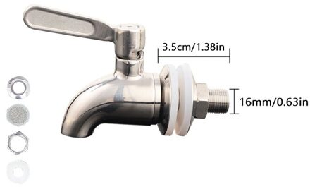 1Set 12Mm 16Mm Drink Dispenser Tap Drank Wijn Vat Kraan Spigot Water Roestvrij Staal Koffie Sap Kranen zilver Kraan 01