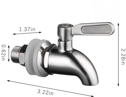 1Set 12Mm 16Mm Drink Dispenser Tap Drank Wijn Vat Kraan Spigot Water Roestvrij Staal Sap Koffie Kranen zilver Kraan B 16mm