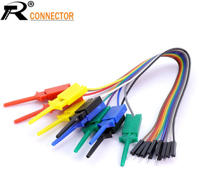 1set 25cm Length 10PIN High Efficiency Logic Analyzer Cable Gripper Probe Test Hook Clip Line Kit 5 Colors Mix