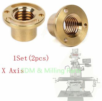 1Set (2Pcs) Freesmachine Deel Longitudinale Messing Feed Moer X Axis Cnc Voor Bridgeport