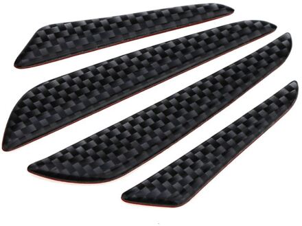1Set 4 Stuks Carbon Fiber Deur Anti-Collision Strip Auto Deur Anti-Wrijven Deur Anti-Collision tape Lichaam Stickers Zwart