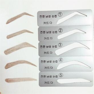 1Set 5 Types Mannen Wenkbrauw Stencils Brow Card Template Make Tool Grooming Kit