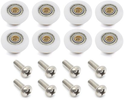 1Set/8Pcs Doucheruimte Katrol Badkamer Glazen Schuifdeur Wielen Nylon Koper Roller Opknoping Ronde roller diaemter 27mm