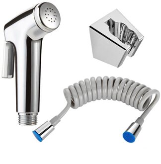 1Set Abs Chrome Handheld Bidet Sproeier Badkamer Douchekop Adapter Waternevel Slang Kit