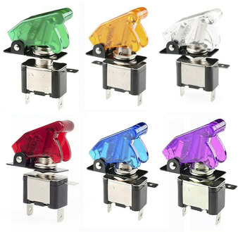 1set Auto Car Boat Truck ASW-07D Led Toggle Switch With Safety Aircraft Flip Up Cover Red Blue Green Yellow White 12V20A