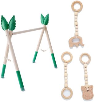1Set Baby Gym Spelen Kwekerij Zintuiglijke Ring-Pull Speelgoed Houten Kledingrek Room Decor P31B groen