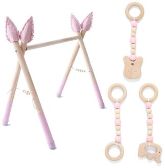 1Set Baby Gym Spelen Kwekerij Zintuiglijke Ring-Pull Speelgoed Houten Kledingrek Room Decor P31B Roze