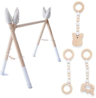 1Set Baby Gym Spelen Kwekerij Zintuiglijke Ring-Pull Speelgoed Houten Kledingrek Room Decor T8ND wit