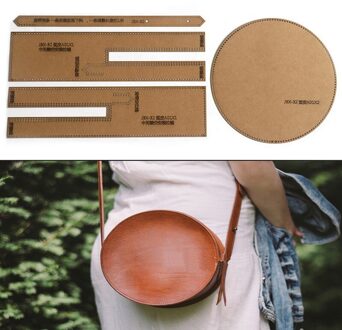 1Set Diy Kraftpapier Template Creatieve Ronde Tas Schoudertas Crossbody Tas Leer Ambachtelijke Patroon Diy Stencil Naaien patroon
