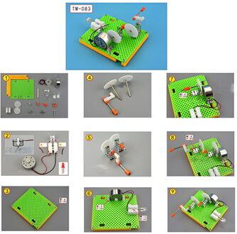 1set DIY Wetenschap Gizmo Hand Crank Generator Kids Puzzel Gemonteerd Kits Eenvoudige Natuurkunde Experiment Onderwijs Middelen
