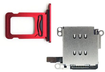 1Set Dual Sim Kaartlezer Connector Flex Kabel Met Kaart Lade Slot Houder Open Ejector Pin Voor Iphone Xr rood