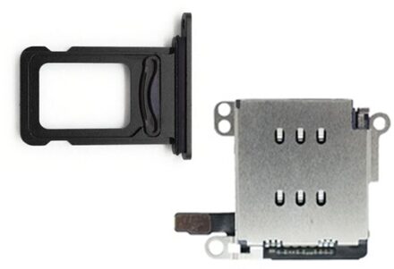 1Set Dual Sim Kaartlezer Connector Flex Kabel Met Kaart Lade Slot Houder Open Ejector Pin Voor Iphone Xr zwart